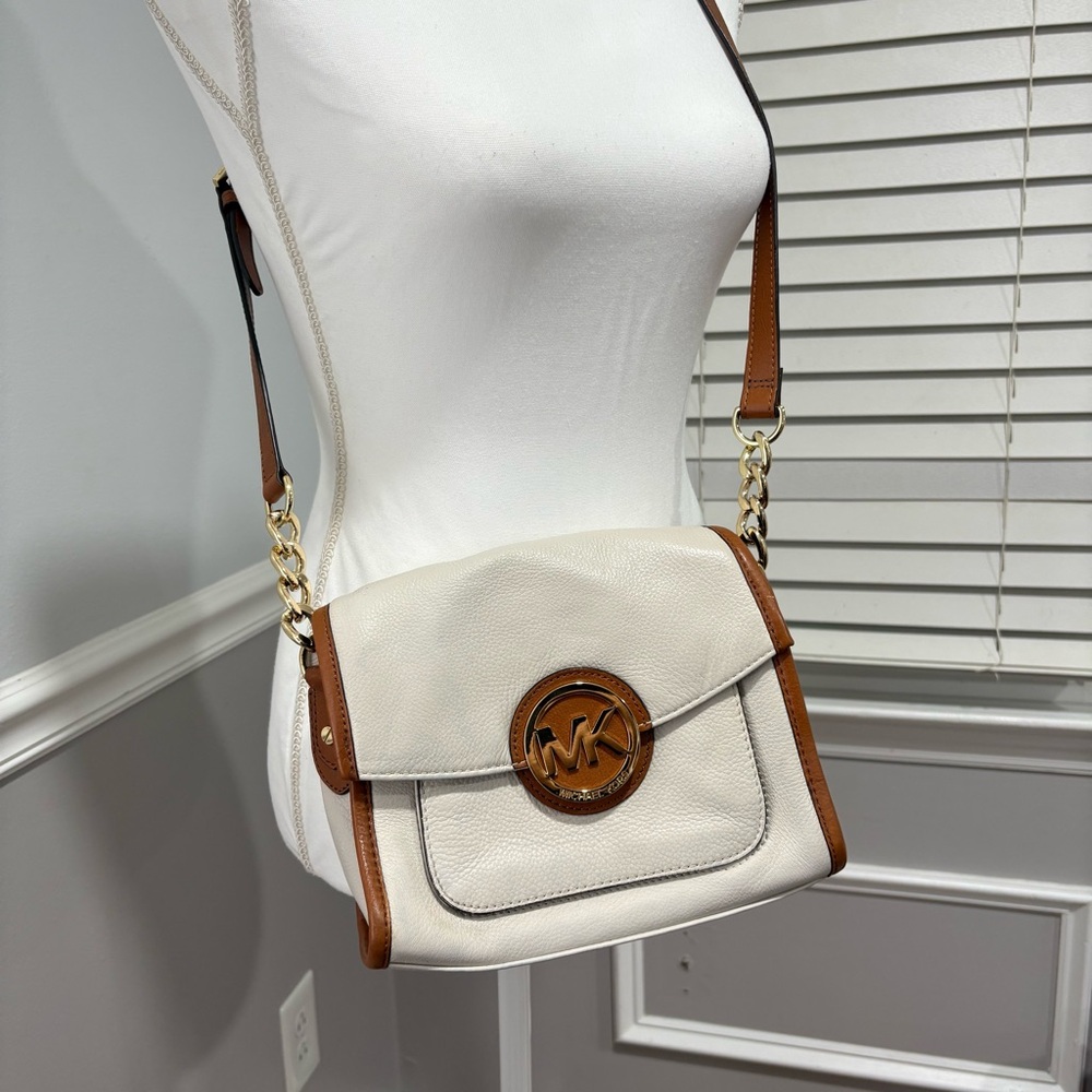 Michael Kors Cream and Tan Crossbody Bag